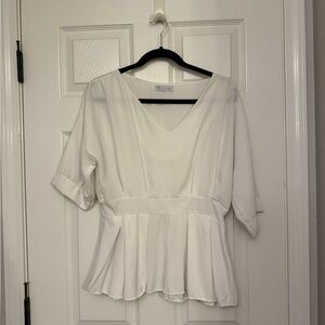 Closet White Peplum Blouse with 3/4 Sleeves